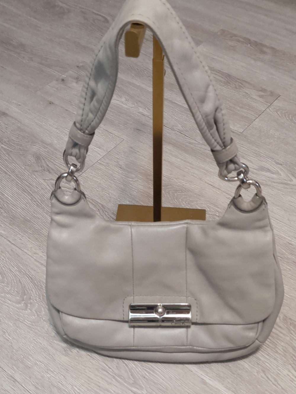 Women's Shoulder Bag in Light Gray - Soft Leather Hobo